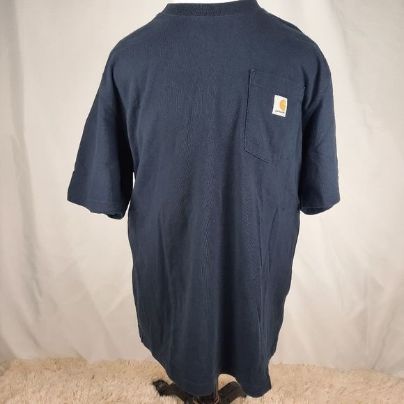 Carhartt navy tee short sleeve t-shirt logo pocket men's size Large original fit - Picture 1 of 9